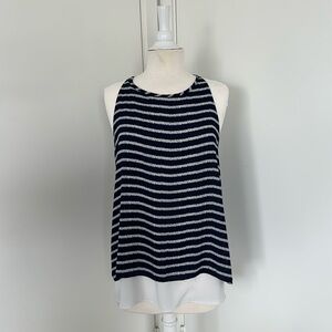 Mercer & Madison Blue and White Striped Chiffon Top